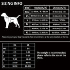 Truelove Dog Harness size info