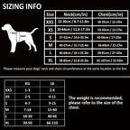 Truelove Dog Harness sizing chart